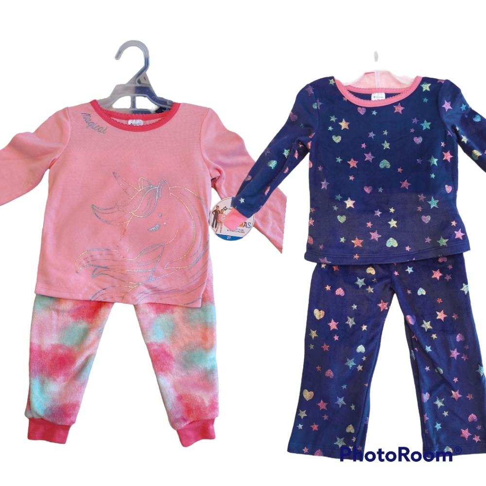 2/$30 4 Piece-Unicorn/StarsMember's Mark Girl's Long Sleeve Pajama Set
